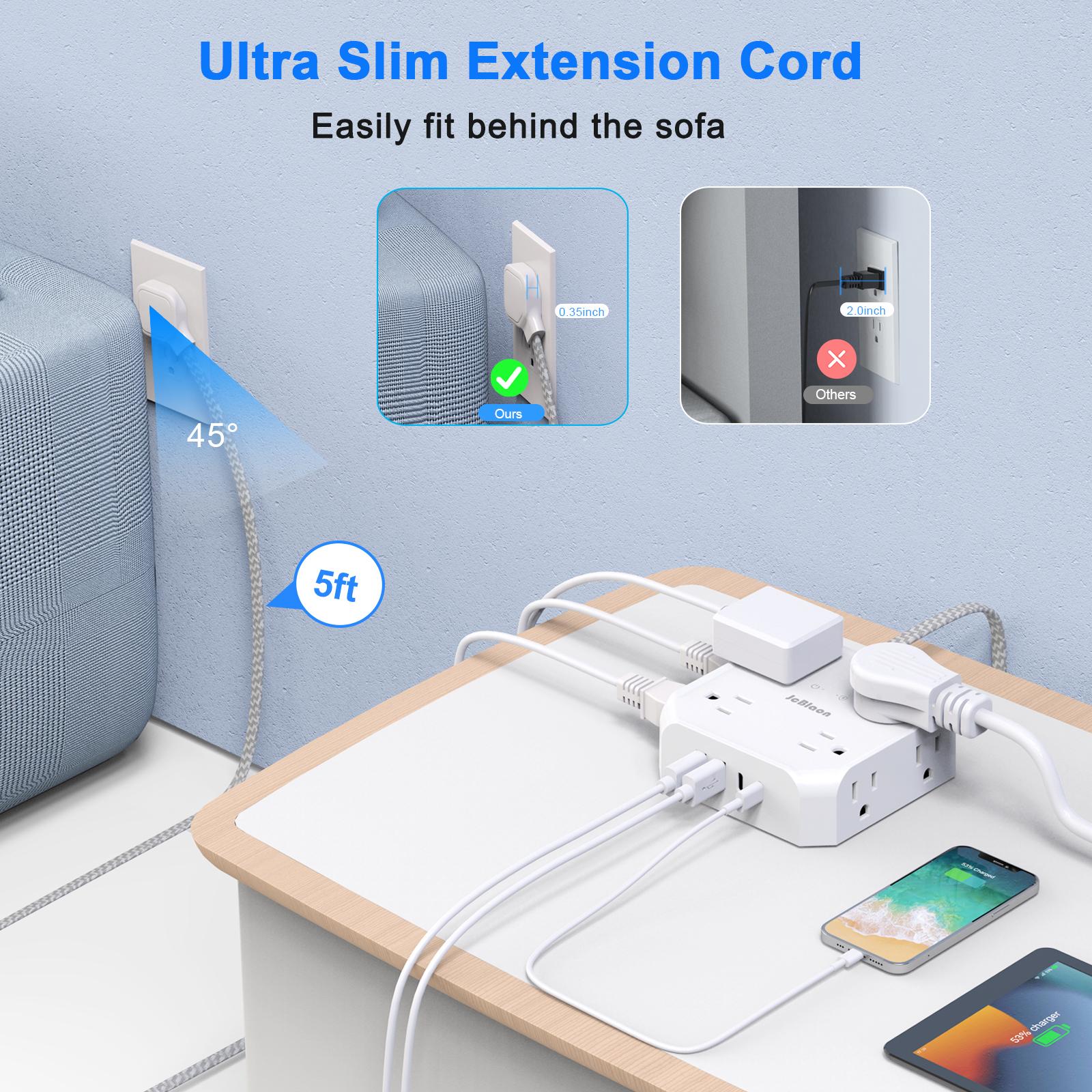 Multi Plug Wall Socket Extender, AC Outlet USB Port Type-C Fast Charging Universal Network Filter Electrical Outlet Splitter