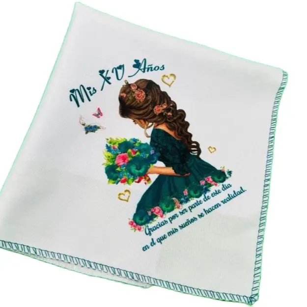 12pcs 10x10in Quinceanera Napkins - 12 Favors Set, 100% Polyester Dinner Tableware, Recuerdos Party Supplies