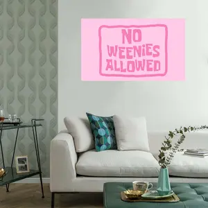 3x5 Feet "NO WEENIES ALLOWED" Flag - Pink Cute Flags for Teen Girls Room, College Dorm Rooms Sign, No Weenies Allowed Tapestry,Room Decor Banner Gifts