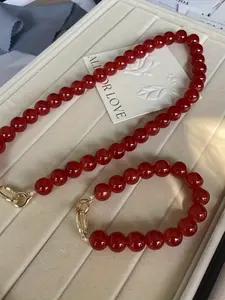 Everyday Natural Agate Beads Necklace with Gold Clasp, Stunning Elegant Jewelry Set for Women, Perfect Gift for Girlfriend and Mom