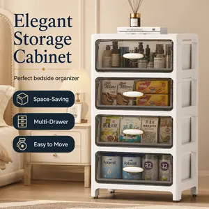 Grey Drawer Sstorage Cabinet, 3/4/5/6-Tier Rolling Bedside Organizer for Bedroom Bathroom Dorm Small Spaces