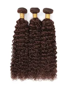 3PCS 4#-JC Jerry Curly Human Hair Bundles, Medium Brown Brazilian Hair