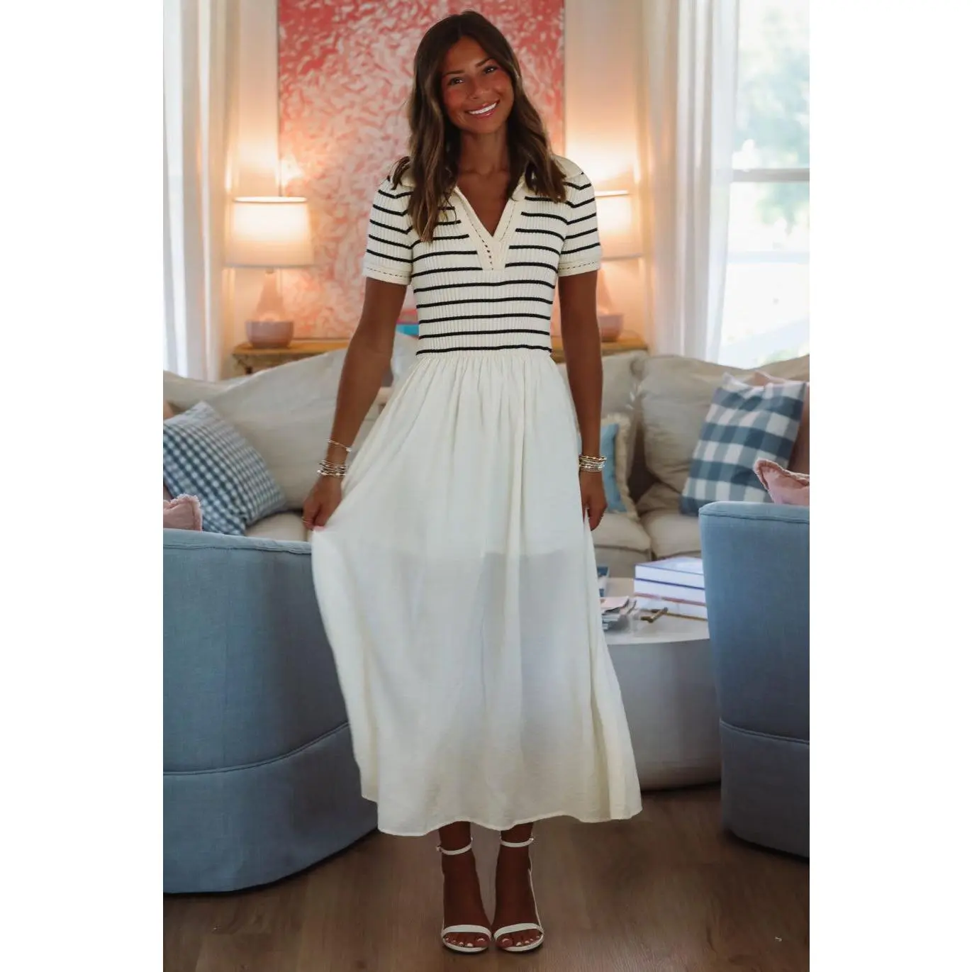 Boardwalk Stroll Midi Dress - Ivory