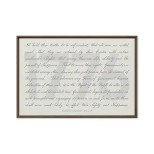 [sale off up to 40%] [Frame Canvas] Declaration of Independence Canvas Art, Patriotic Americana Decor, July 4 1776 Quote Print