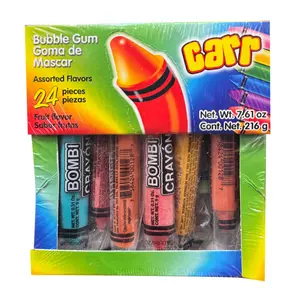 Carr Bombi Crayon Mexican Fruit Chewing Bubble Gum 24 Pieces Carr Bombi Crayon Mexican Fruit Chewing Bubble Gum 24 Pieces
