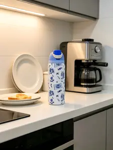 Blue cat Bottle 32oz 945ML with Straw FreeSip Heat Preservation 24 Hours Insulated for Cold Hot Water Coffee Frozen Drinks Camping Work Indoor Outdoor Use