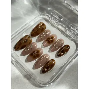 BHI Handmade Almond nails Press-On Nails – Reusable 3D Acrylic, Salon-Quality Design for a Long-Lasting, Natural Finish |             Perfect for an Effortless At-Home Manicure