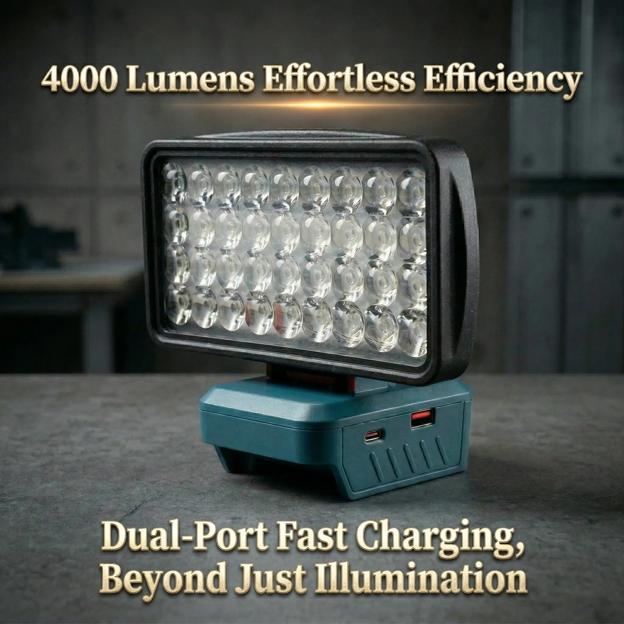 Makita 36led 1500lm Floodlight Work Light, M18 18v/20v Lithium Battery, Cordless LED, Low Voltage Protection, Dual USB Qc3.0 Fast Charging, High Lumen Brightness