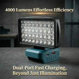 Makita 36led 1500lm Floodlight Work Light, M18 18v/20v Lithium Battery, Cordless LED, Low Voltage Protection, Dual USB Qc3.0 Fast Charging