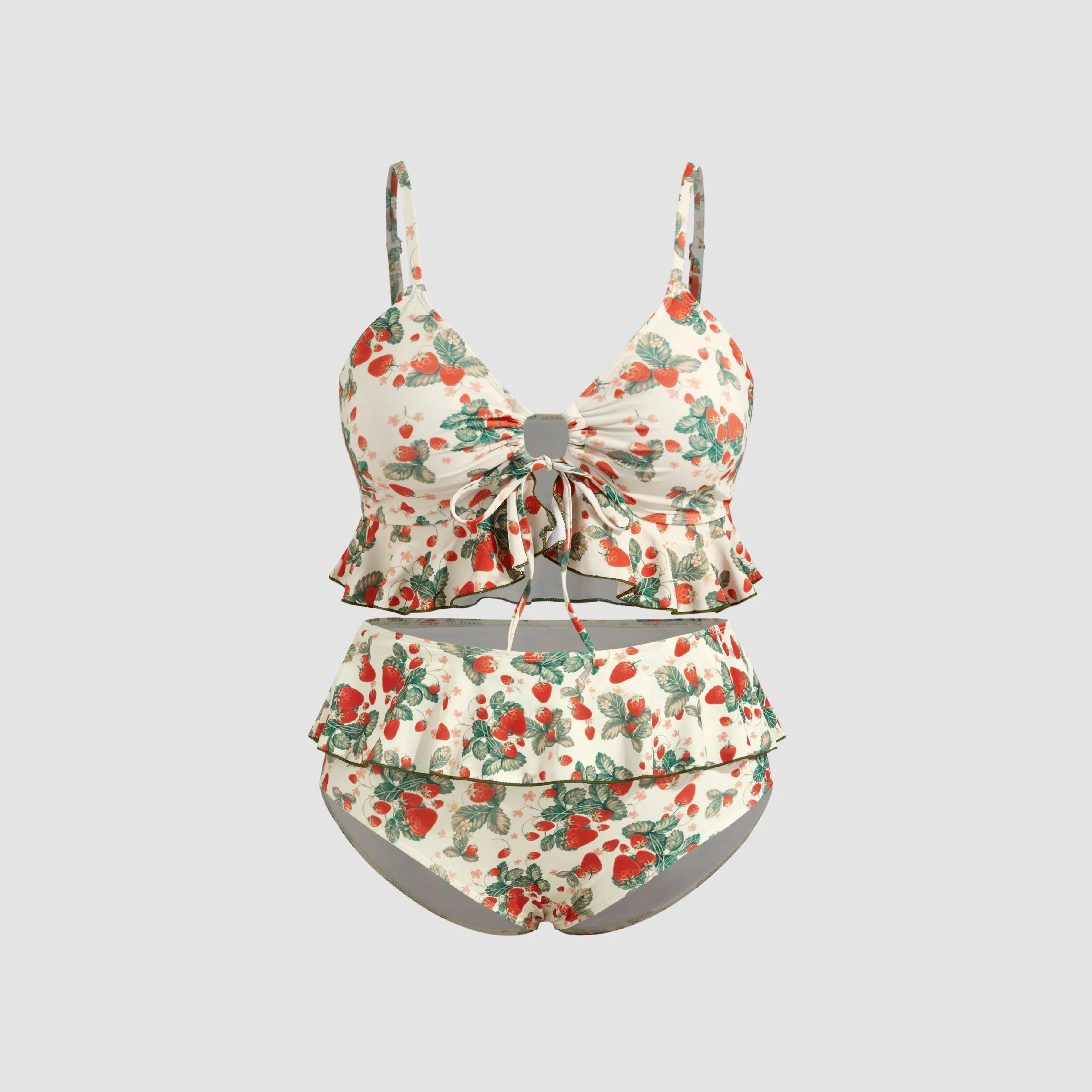 Cider [8 colors, size 0-26] Shaping V-neck Strawberry Graphic Bracelet Full Coverage Bikini Swimsuit Curve & Plus