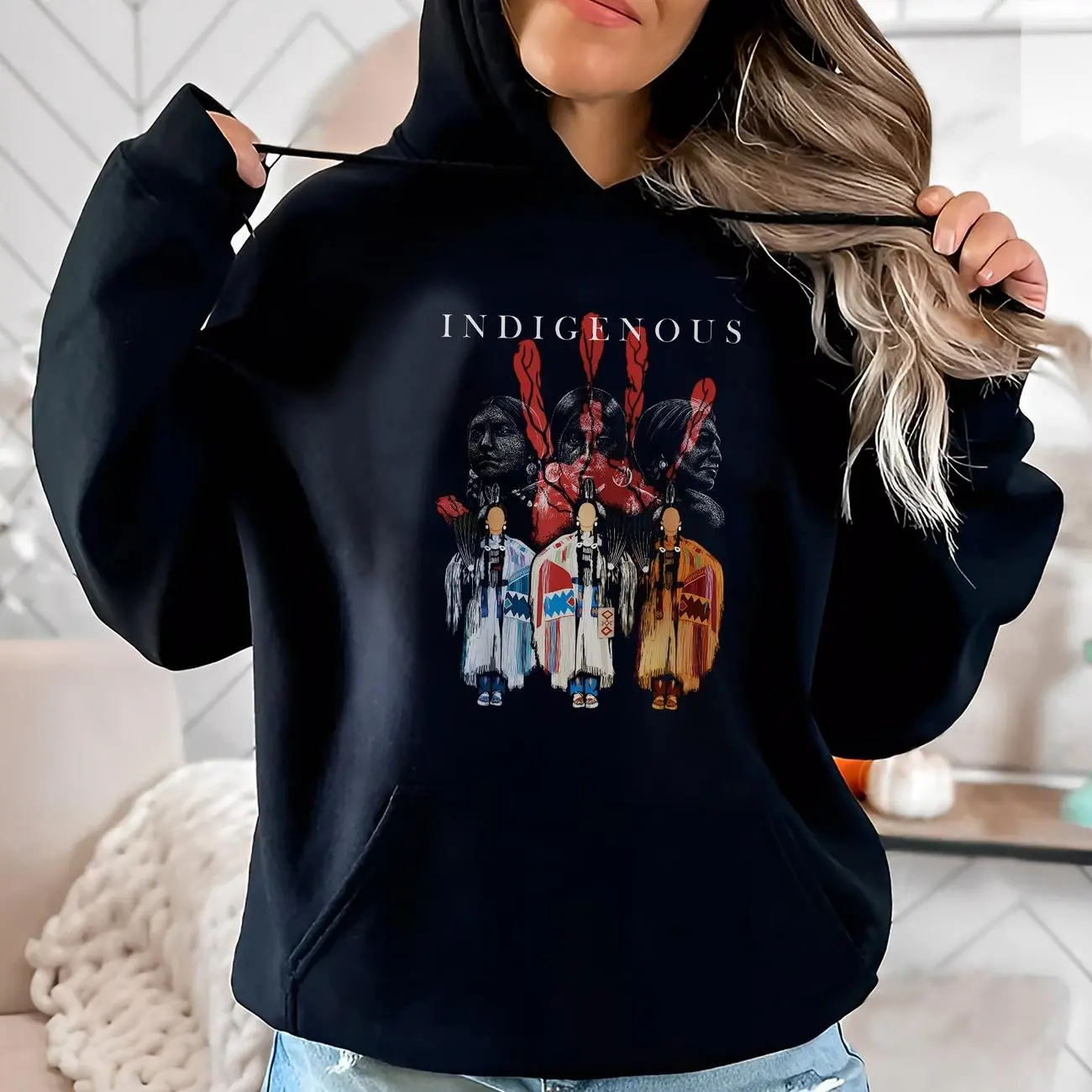 MMIW Native American Indigenous Red Hand Indian Blood Themed Unisex T-Shirt/Hoodie/Sweatshirt Clothes Fabric