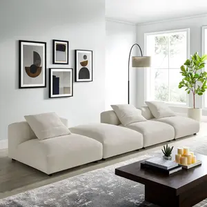 Solace 4-Piece Modular Upholstered Fabric Sectional Sofa in Salt