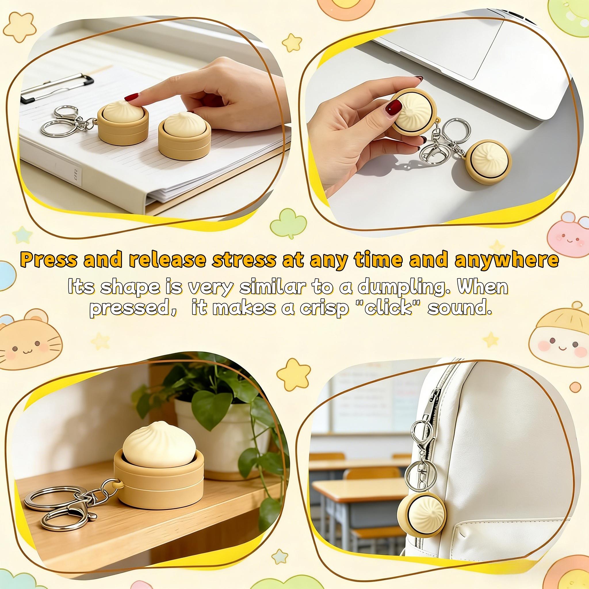 Dumpling Keyboard Fidget Toy,Sensory toys gift, Stress-relief cute Clicker Keychain for Focus Boost, Quiet Anxiety Toys for Kids & Adults, Ideal for Work, Travel and Home