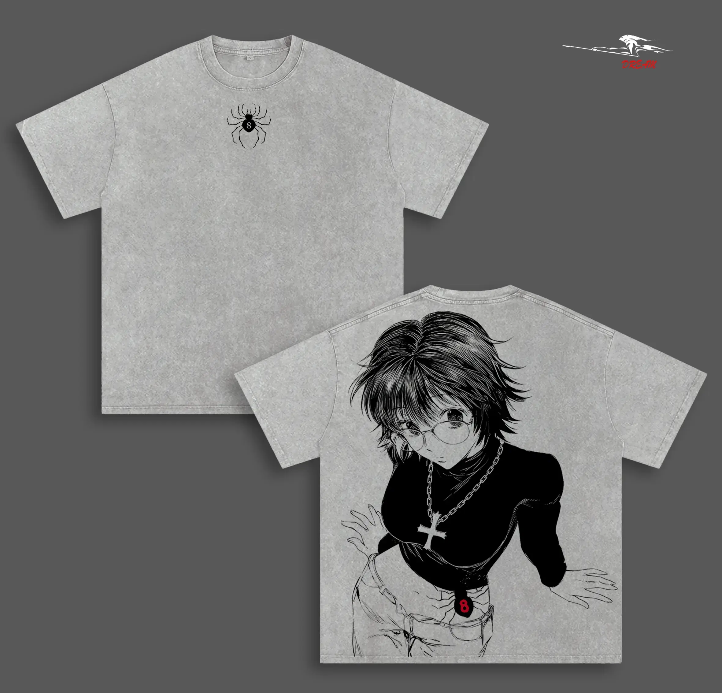 Shizuku Murasaki Hunter X Hunter Anime Double Printed Vintage Washed Tee Unisex Oversize Anime Manga Washed Heavyweight Cotton T-shirt