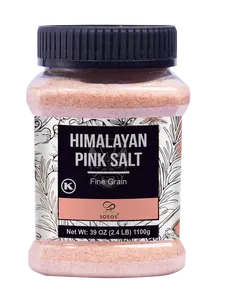 Soeos Himalayan Pink Salt, Fine Grain, 38.8oz (2.4 LB), Non-GMO, Pink Salt, Kosher Salt, Himalayan Rock Salt
