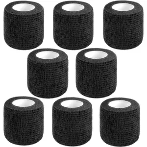 Self Adhesive Bandage Wrap,2 Inch Black Breathable Elastic Cohesive Bandages, Vet Wrap Sports Tape Bulk for First Aid Supplies Wrist Sprains Protection
