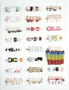 zb55..A display board featuring 24 different styles of fashionable nail wear.