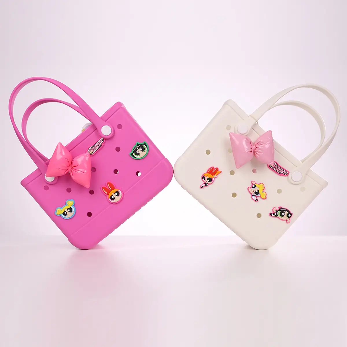 The Powerpuff Girls Collection Holes Handheld Bag - Lightweight Handheld Bag for Women Beach Grocery Shopping, Cartoon Collab, Casual Outings Easter