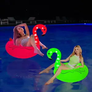 Inflatable Light Up Flamingo Pool Float for Adult, Large Solar Powered LED Swimming Ring, RGB Glow Large Pool Beach Floaties Lake Floaty inflatable swimming Tie Dye