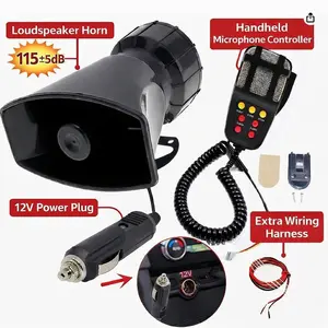 AXIZITECH 7-tone car horn microphone PA speaker amplifier 12V 20W 115dB