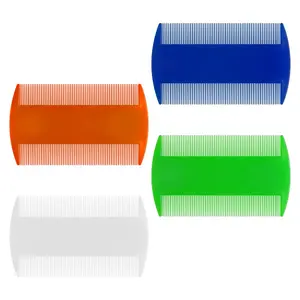 4 Pack Double Sided Flea Combs for Cats Dogs, Pet Grooming Lice Tick Remover Brushes Fleacomb Removal Hair