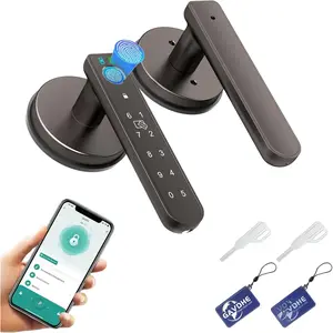 Fingerprint Door Lock  Fingerprint Door Knob with Keyless Entry Biometric Door Lock with Keypad App Control Easy Installation for  Bedroom Office(Starry Grey)