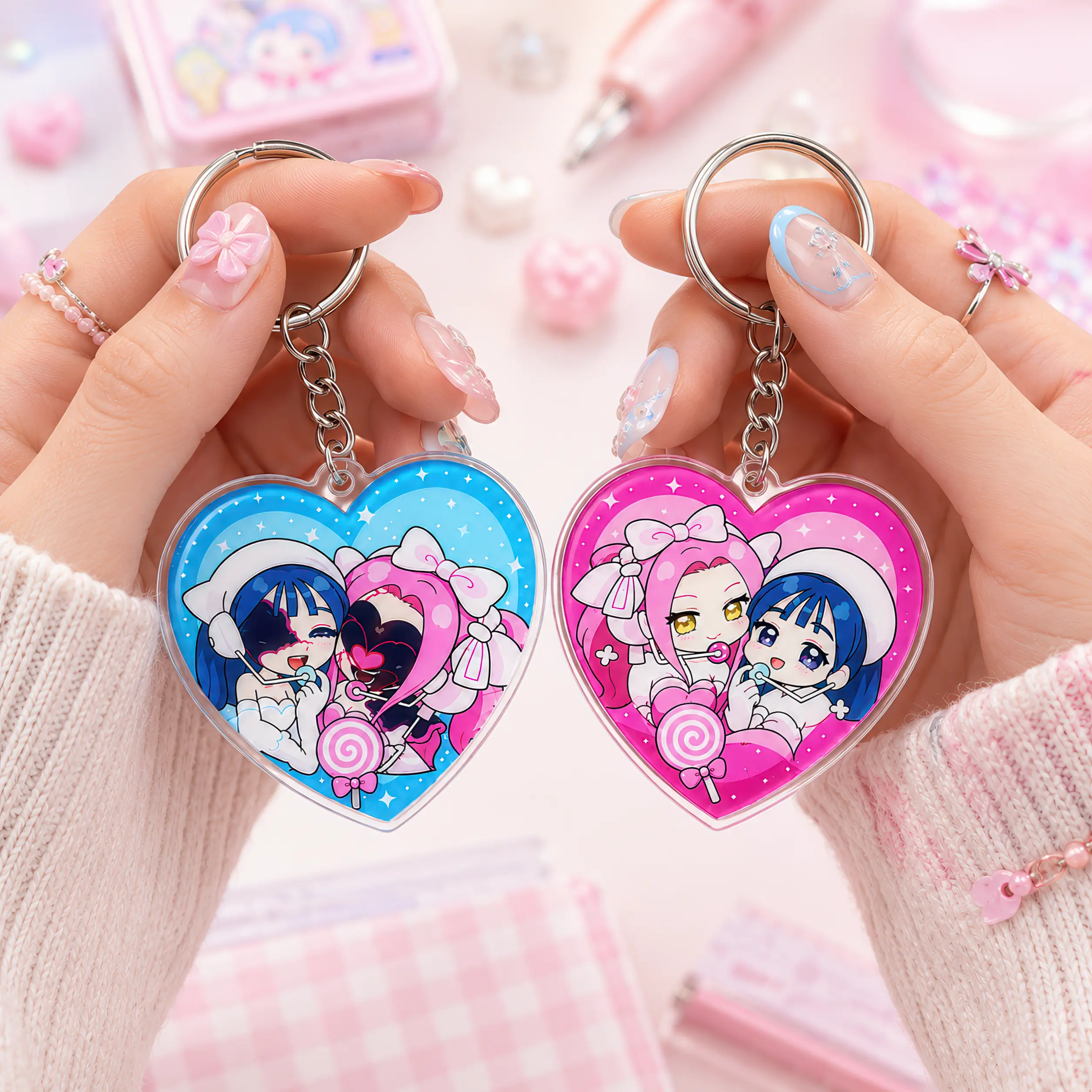 Alien Stage Acrylic Heart Keychain, Mizi & Sua Fan Art