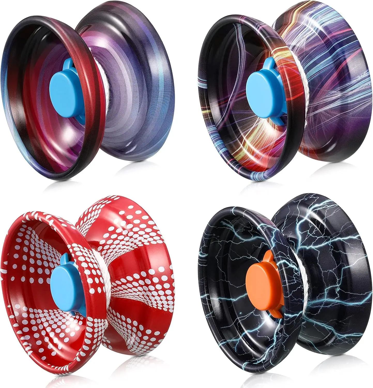 4 Pieces Yoyo Alloy Responsive Ball Metal Yoyo String Trick Ball for Beginners Boys Adults Players with Auto Return Technology Multi Style