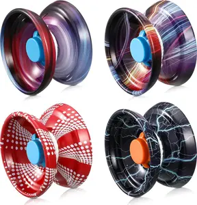 4 Pieces Yoyo Alloy Responsive Ball Metal Yoyo String Trick Ball for Beginners Boys Adults Players with Auto Return Technology Multi Style