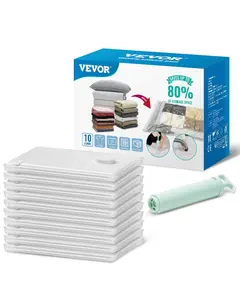【Summervibes】VEVOR Vacuum Storage Bags,  , 10 Jumbo Space Saver Vacuum Seal Bags, Compression Airtight Space Bags, Zipper Sealer Bags for Clothes, Bedding, Blanket, Pillows, Comforters, Travel (Hand Pump Included)