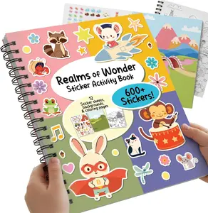 Sticker Activity Book for Kids and Adults - 500+ Creative Stickers, 12 Unique Scenes & Coloring Book Pages