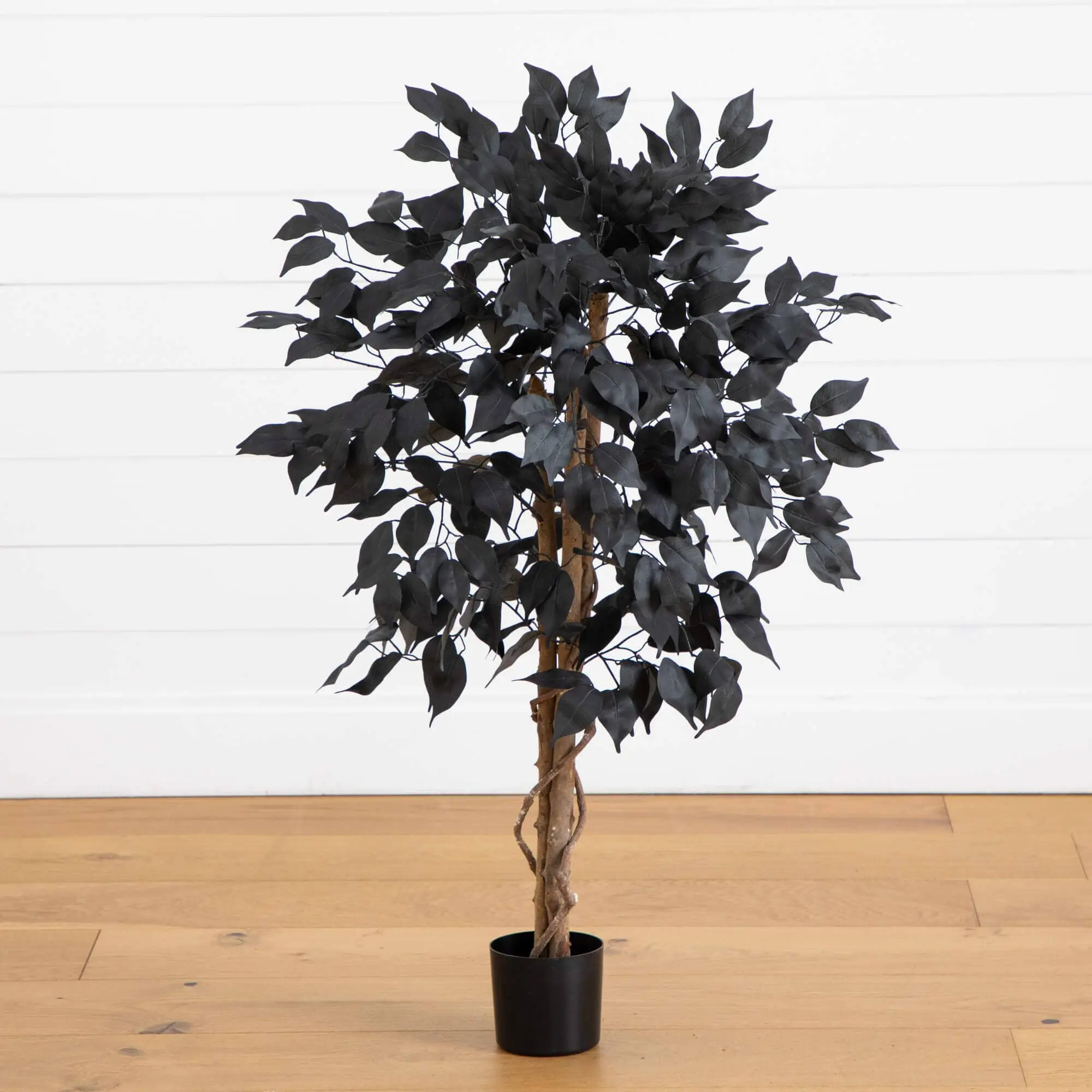 3-ft Adjustable Black Ficus Tree with Natural Trunk, Bendable Branches, Flower Plant Accent, Artificial Trees for Indoor Decor, Halloween