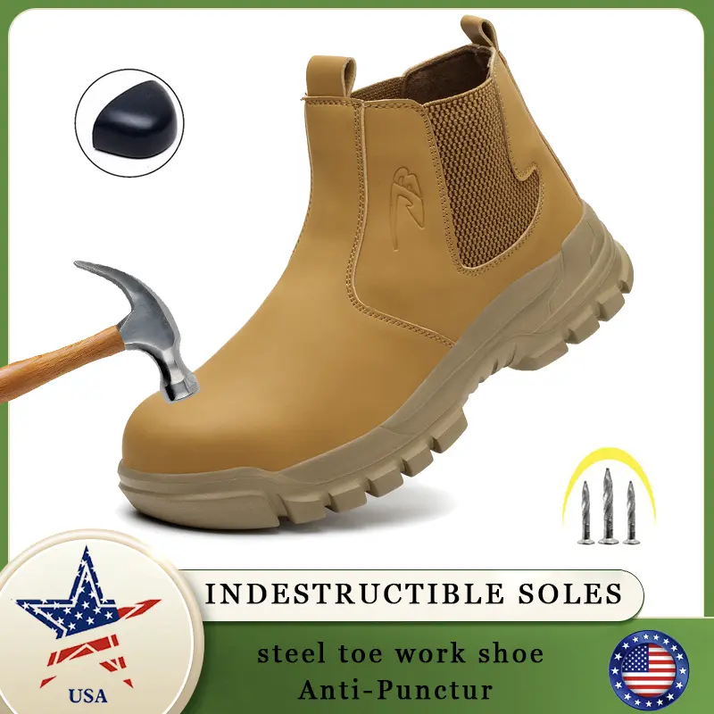 Men's Steel Toe Industrial Work & Safety Footwear - Lightweight Mesh Safety Shoe, Anti-Puncture, Slip-Resistant for Construction Worker, Father's Day Gift
