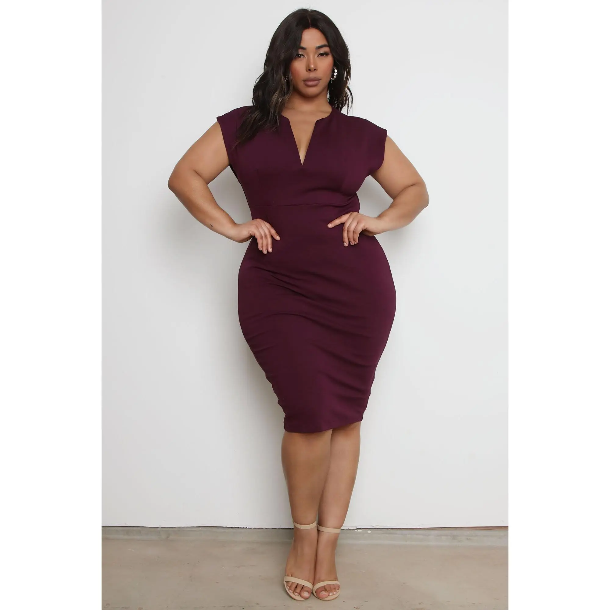 knee length dresses for ladies Burnt Olive Chino Solen Midi Dress