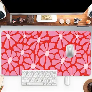 Floral Pattern Mouse Pad, Rectangle Gaming Mouse Pad, Office Desk Keyboard Mat for Home Office Desk