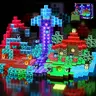 Coodoo 200 Pieces Glow-in-Dark Magnetic Building Cubes Block Set with Drawstring Bag, Interlocking STEM Montessori Sensory Toys for Open Ended Play, Unique Cool Christmas Gifts for Kids
