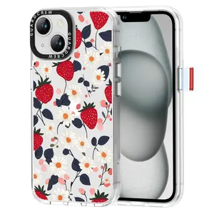 for iPhone 14 Case, [Crashproof 11FT Military-Grade Drop Protection] [Anti-Yellowing & Anti-Peel] Clear Shockproof TPU Bumper Slim Phone Case for iPhone 14 Cover Case-Daisy Strawberry