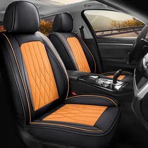 OTOEZ 5PCS PU Leather Car Seat Covers Full Set Universal for Cars SUVs Auto Accessories Car Decoration Waterproof Easy Install Airbag Compatible Premium