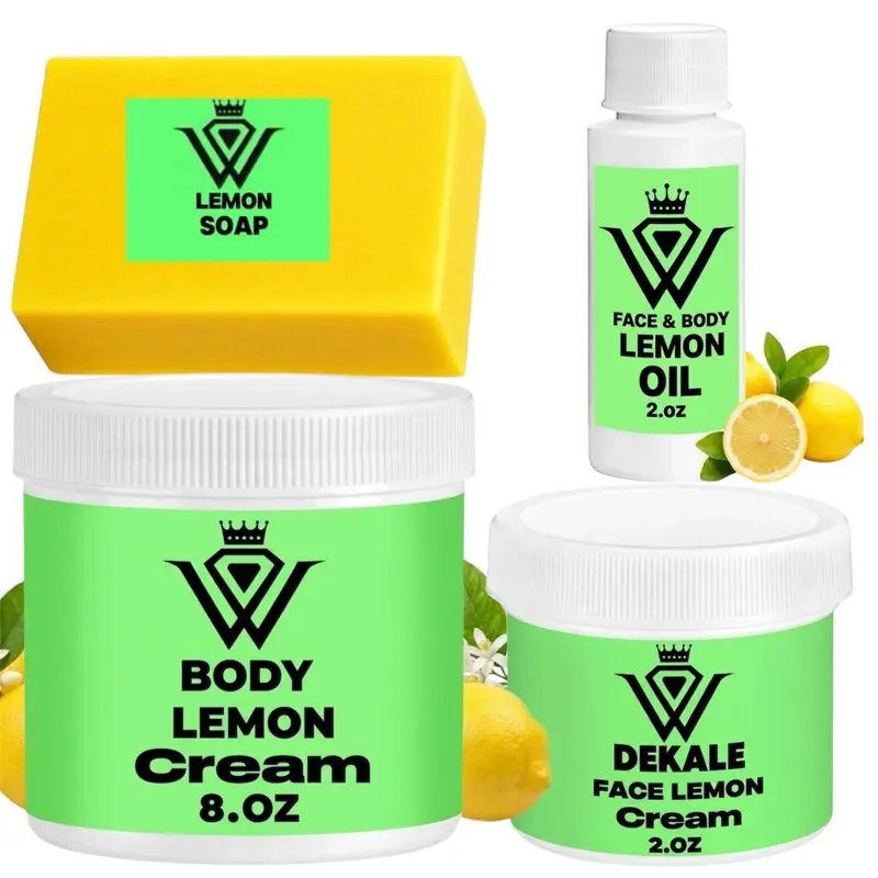 DEKALE LEMON FACE & BODY Brightening Skincare BIG FULL SET 4 PIECES