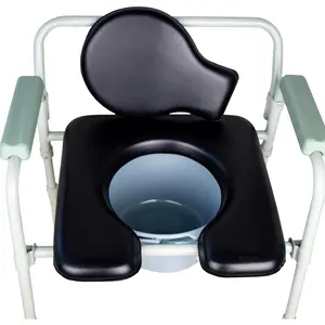 PU Commode Seat Cushion Universal Fit Toilet Chair, Sponge Padded Soft Pad for Bedside Commode Seat,with Two White Snaps and Screws. Commode Chair, Cover Shower Wheelchair