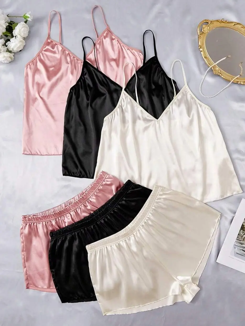 Plus 6pcs Solid Satin PJ Set / Pajama Set