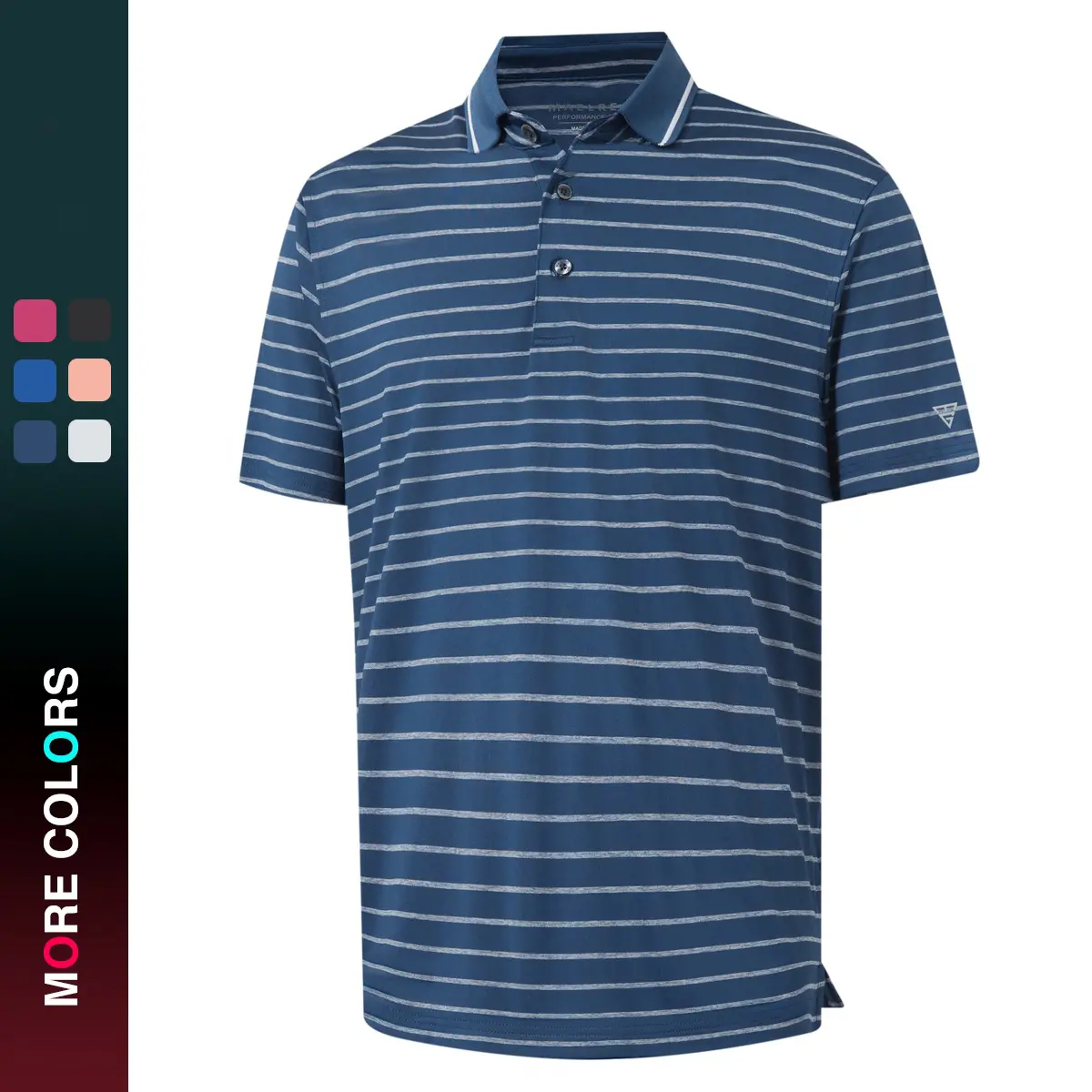MAELREG Mens Golf Shirt Short Sleeve Dry Fit Striped Collared Casual Work Performance Moisture Wicking Polo Shirts for Men