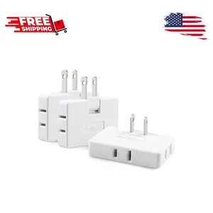 3 Pack AC Flat Wall Outlet Extender (White)