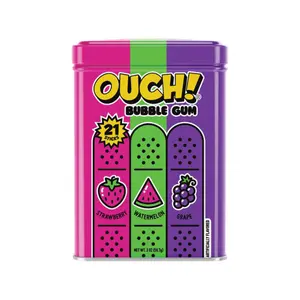 Ouch! Chewinggum - Watermelon, Strawberry & Grape Flavor | 21 Sticks in a Tin Vintage Candy Snack Sweet