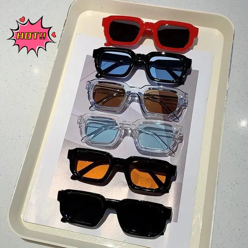 Unisex Modern Trendy Sunglasses Set - 6-Pair Retro Fashion, Square & Rectangle Frames, Lightweight Luxury Detailing, Durable UV400 Protection, Tinted Lenses Eyewear for Outdoor Activities, Daily Wear, Tinted Lenses Sunglasses, Vintage, Square Frames Sungl