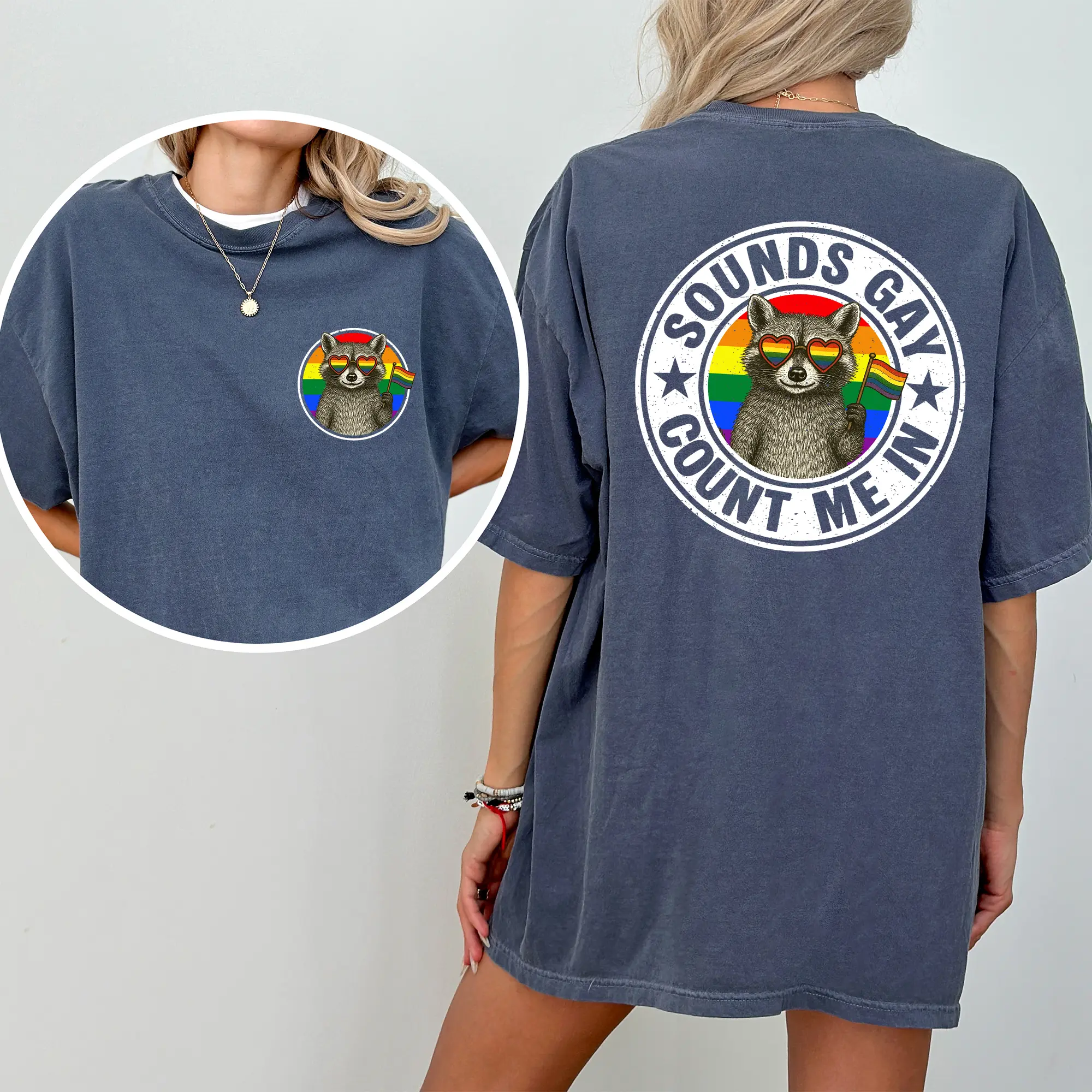 MAPTEES Sounds Gay Count Me In Comfort Colors Shirt, Funny Raccoon Pride T-shirt, Pride Month Graphic Tee, Advocate LGBTQ Clothing, Human Rights Shirt
