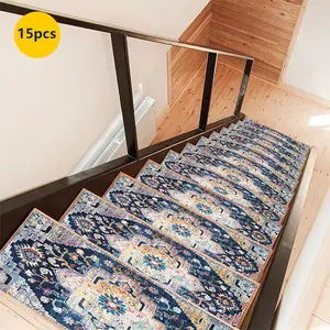 Non-Slip Stair Carpet, Step Protection Carpet, Decorative Bordered Stair Mat for Home Decoration & Bedroom Accessories - Suitable for Indoor, Outdoor Stairs & Multiple Scenarios, Vintage Runner Rug