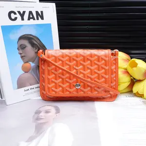 Pre-owned Goyard Coated Canvas Shoulder Bags Plumet Orange Monogram Shoulder Bag T10310020