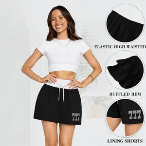 Set Summer Women'S Thin Breathable Sports Tennis Skirt with Shorts Two-In-One Skirt + Shorts with 1 Pocket on The Side Comfortable Elastic Running Yoga Fitness Women'S Skirt - Machine Washable