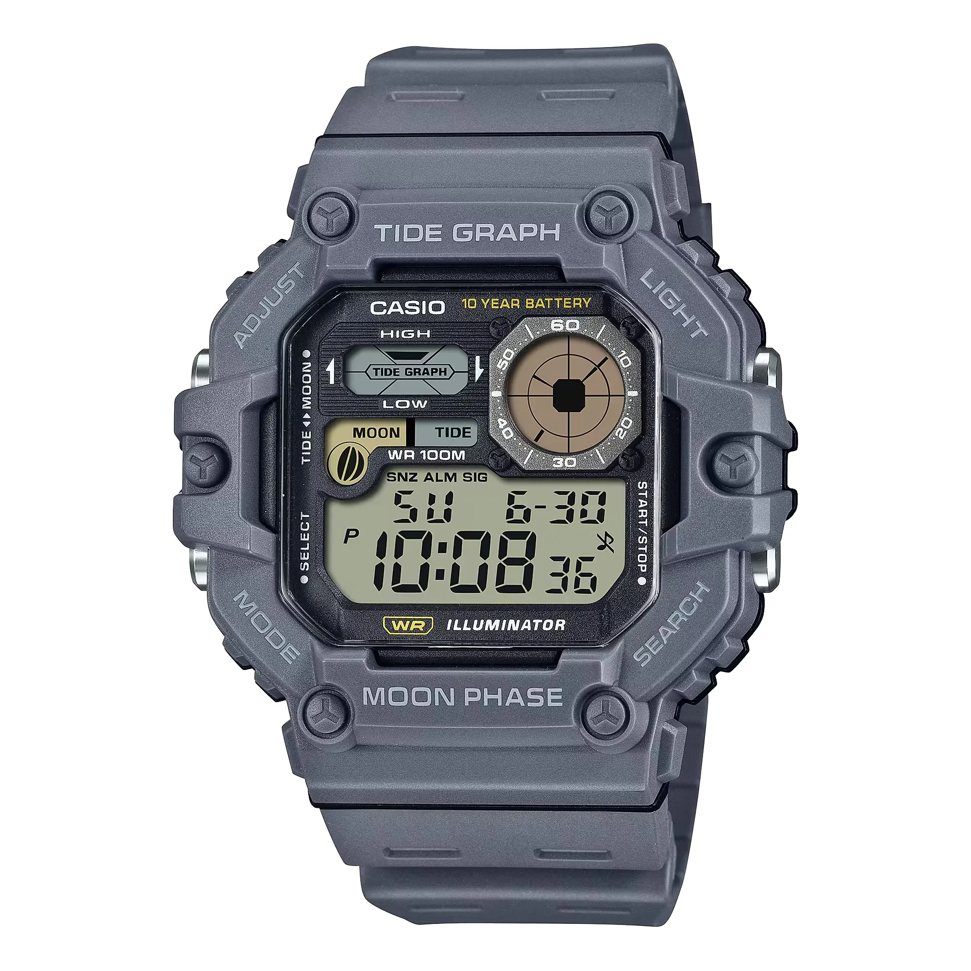 Casio Men's Digital Watch with Gray Resin Band - WS-1700H-8AVCF